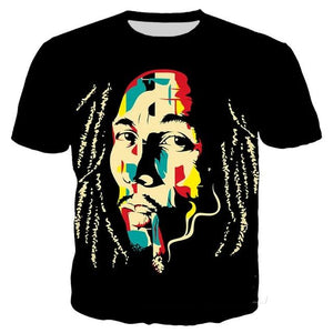 Reggae Hip Hop Black T-shirts Streetwear Bob Marley