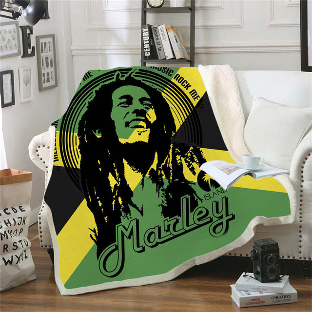 Reggae Bob Marley Skinny Bedspread Throw Bed Blanket