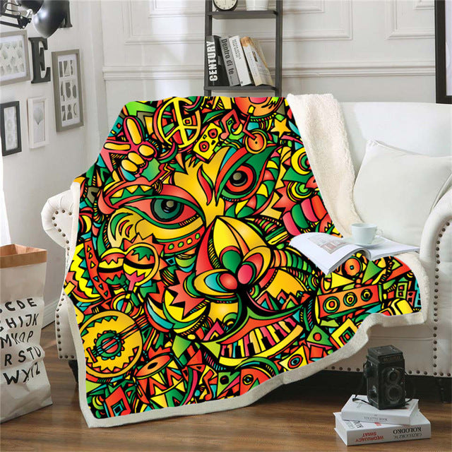 Reggae Bob Marley Skinny Bedspread Throw Bed Blanket