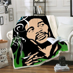 Reggae Bob Marley Skinny Bedspread Throw Bed Blanket