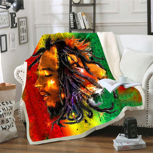 Reggae Bob Marley Skinny Bedspread Throw Bed Blanket