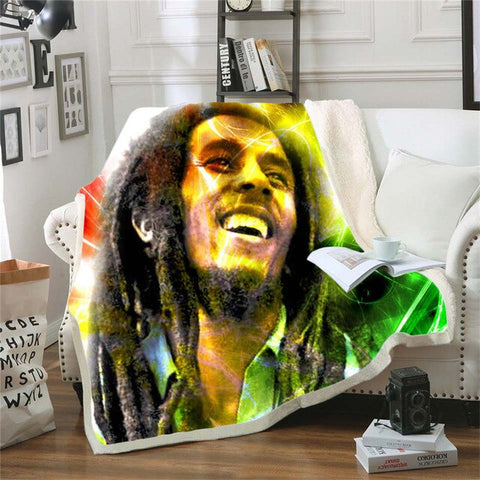 Reggae Bob Marley Skinny Bedspread Throw Bed Blanket