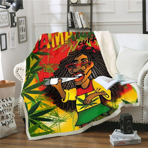 Reggae Bob Marley Skinny Bedspread Throw Bed Blanket