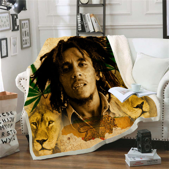 Reggae Bob Marley Skinny Bedspread Throw Bed Blanket