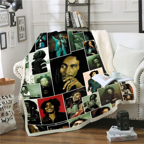 Reggae Bob Marley Skinny Bedspread Throw Bed Blanket