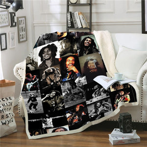 Reggae Bob Marley Skinny Bedspread Throw Bed Blanket