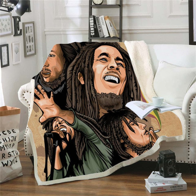 Reggae Bob Marley Skinny Bedspread Throw Bed Blanket