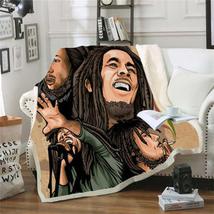 Reggae Bob Marley Skinny Bedspread Throw Bed Blanket