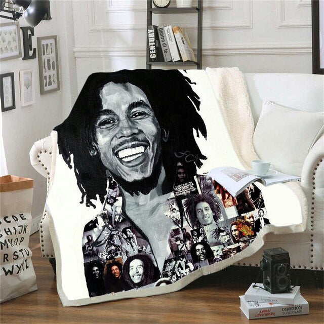 Reggae Bob Marley Skinny Bedspread Throw Bed Blanket