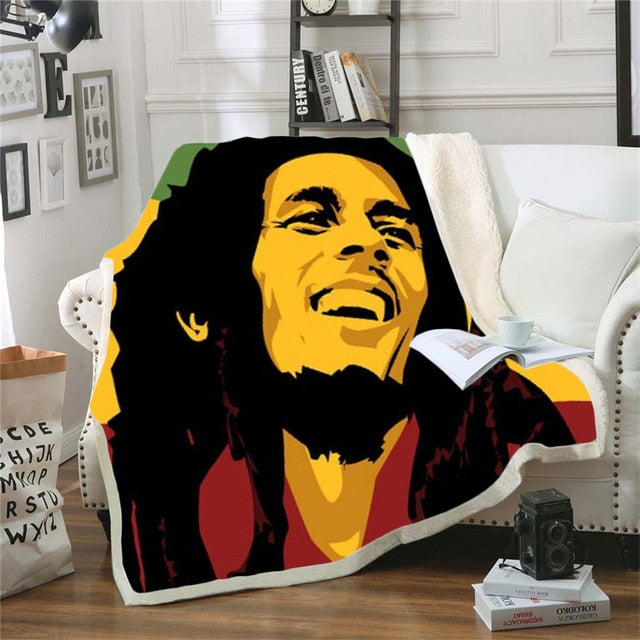 Reggae Bob Marley Skinny Bedspread Throw Bed Blanket