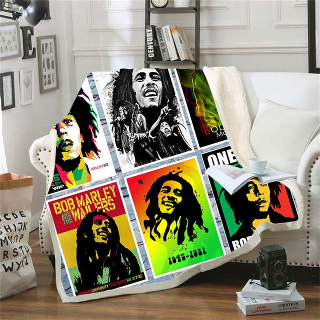 Reggae Bob Marley Skinny Bedspread Throw Bed Blanket