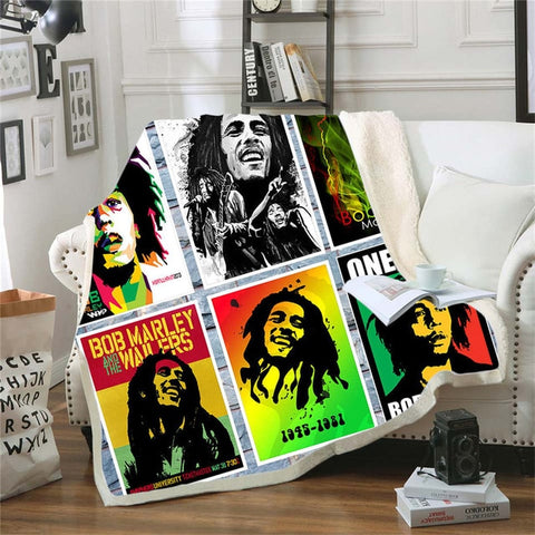 Reggae Bob Marley Skinny Bedspread Throw Bed Blanket