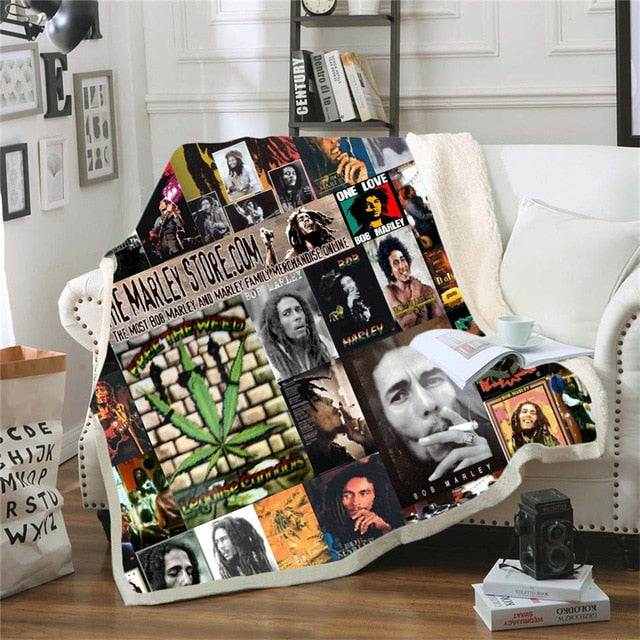 Reggae Bob Marley Skinny Bedspread Throw Bed Blanket